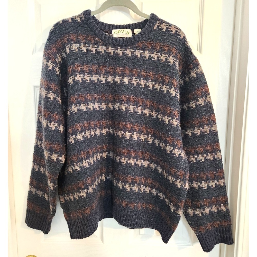 ORVIS  Pullover Shawl Collar Sweater Men's Sz XL Aztec Southwestern Style